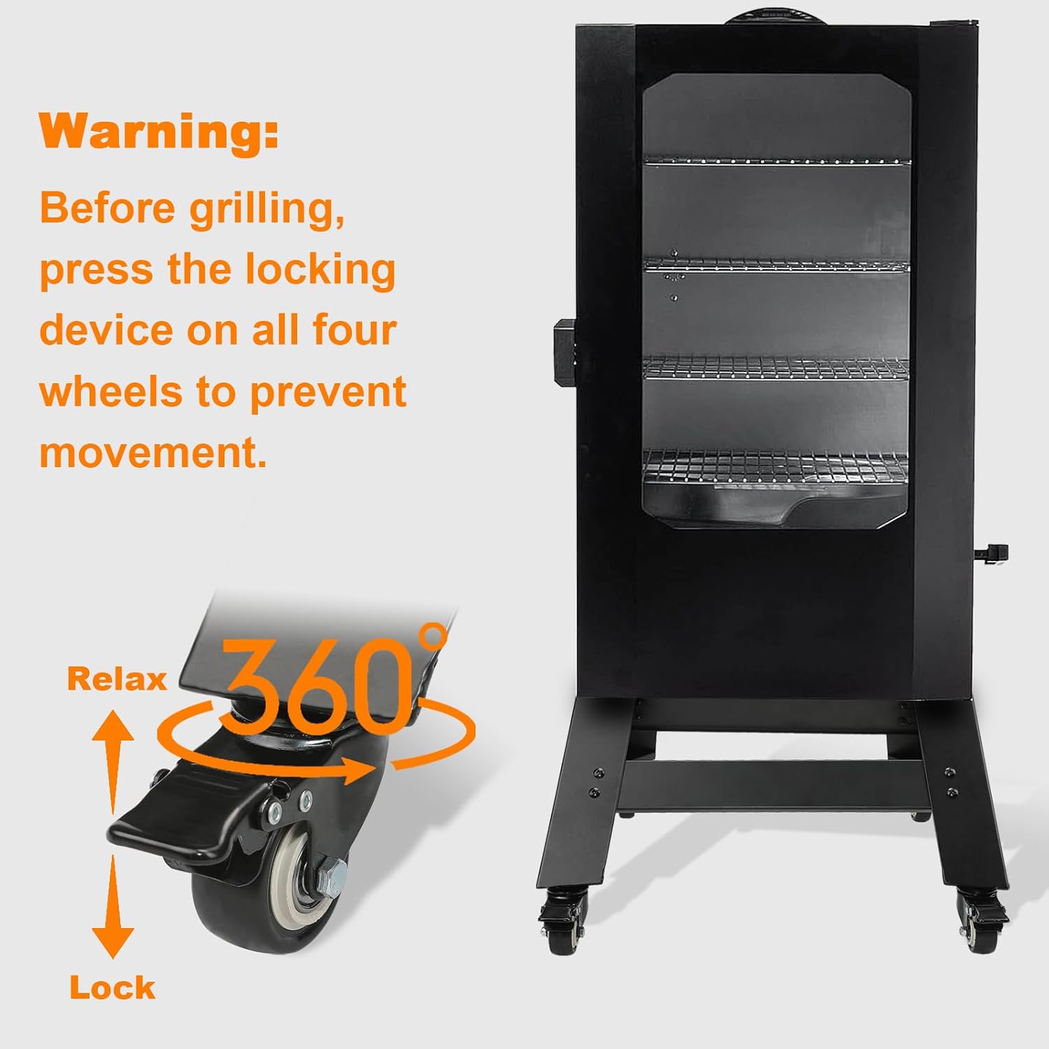 Universal Mobile Stand for Masterbuilt 30 inch & 40 inch Digital Electric Smoker, Leg Extension Kit with Wheels Compatible with 30 inch & 40 inch Masterbuilt Vertical Electric Smoker, All Steel, Black