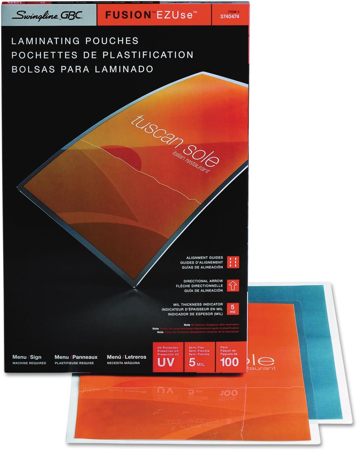 Swingline GBC 3740474 Fusion EZUse Premium Laminating Pouches 5 mil 11 1/2 x 17 1/2 100/Box