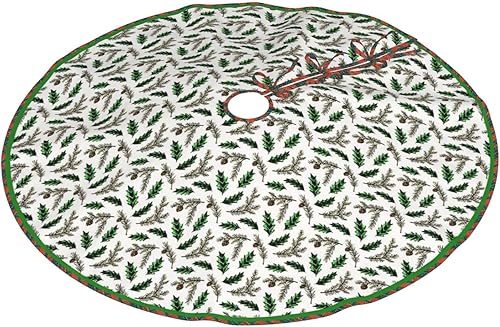 Miniatura 3 de Falda de árbol de Navidad de 36 pulgadas, falda de árbol de Navidad de lino de pino y acebo para decoración de árbol de Navidad, decoración interior