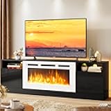 oneinmil 70” TV Stand with 36” Electric Fireplace, Large Modern Media Entertainment Center with Storage Cabinet and 12 Colors LED Lights for TVs Up to 80