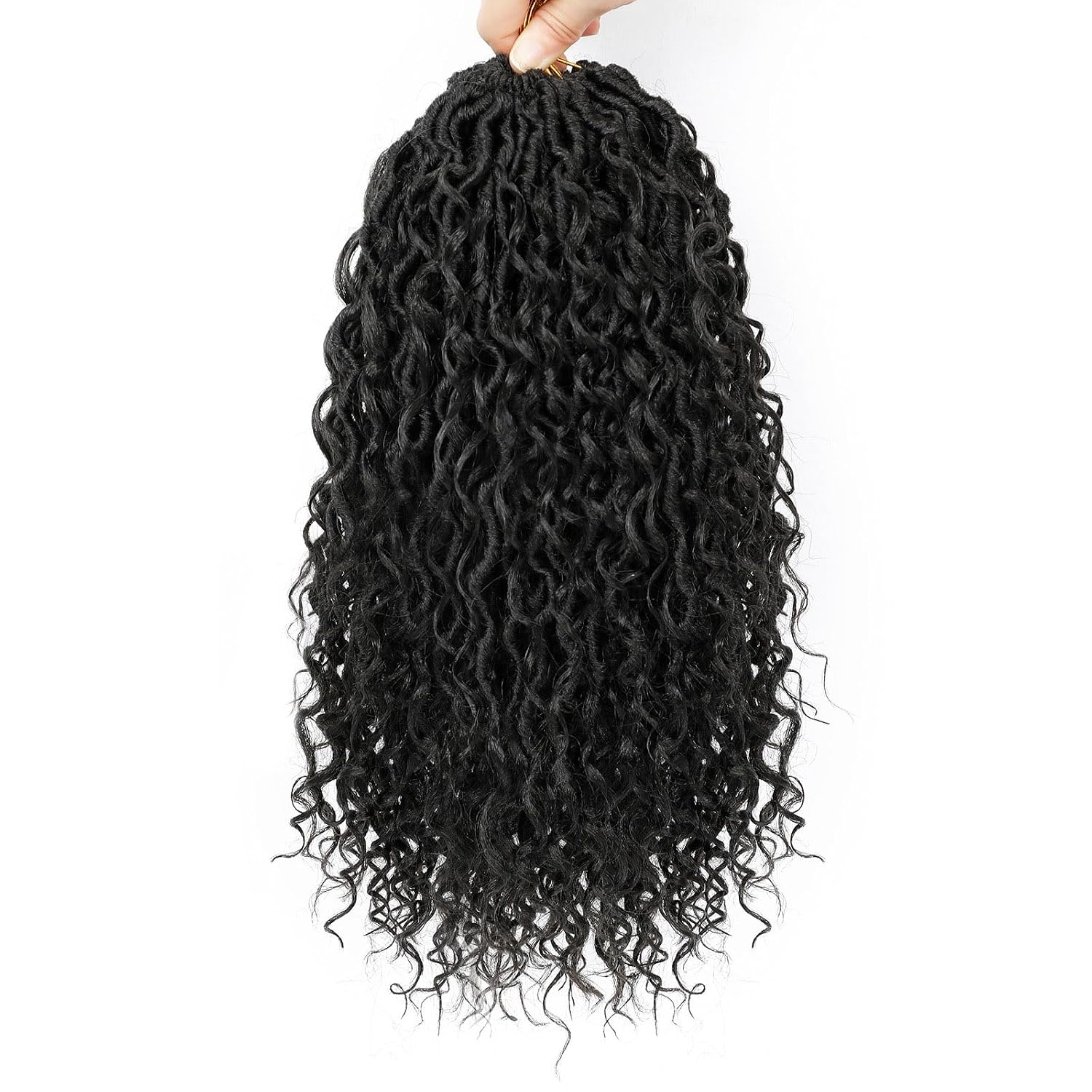 Col Bling Goddess Locs Crochet Hair for Black Women 14 Inch, 8 Packs Faux Locs Crochet Hair, Boho Style River Locs Hair with Curly Ends (14Inch, 1B, 8Packs)