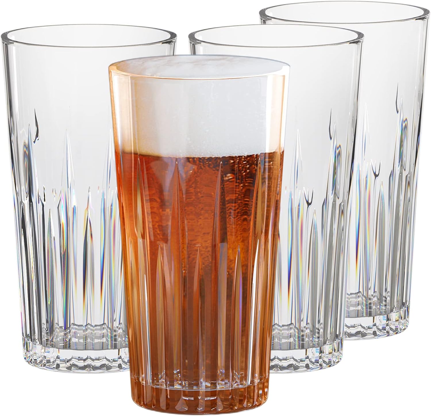 Asashizen PC Plastic Glasses Stackable Set of 4, Acrylic Drinking