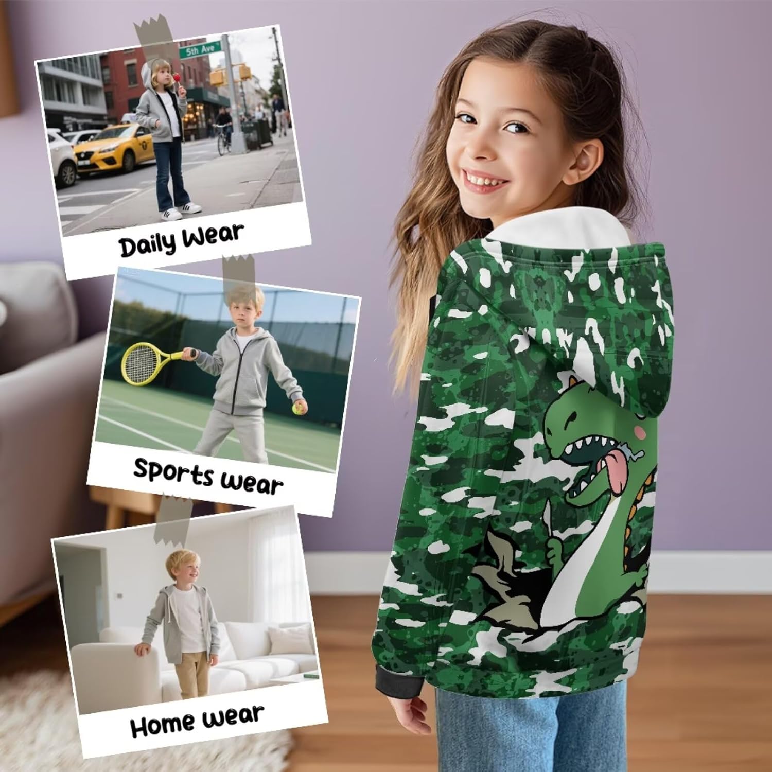 Boys' Hooded Hoodie Full Zip Long Sleeve Fleece Sweatshirt Athletic Outfits Warm Training Hoodies