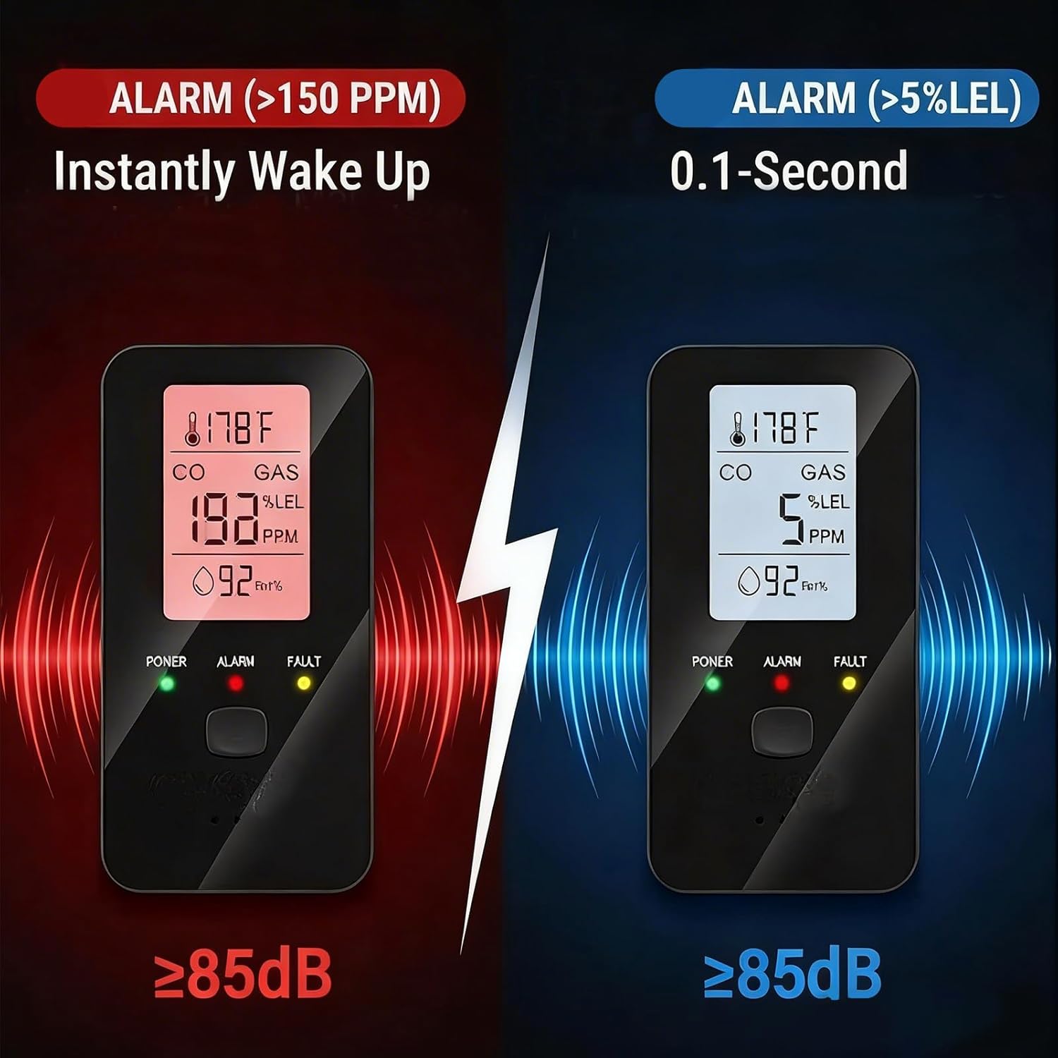 4-in-1 Detector with HD Screen, Home, Hotel, Camping RV (1 pc)