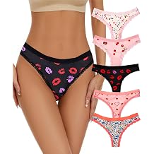 Womens Hot Cute Print Thong Panties 5/6Pack,Soft Comfort Underwear