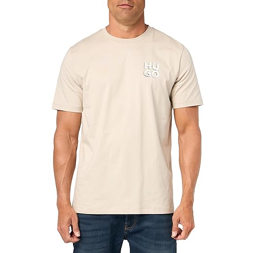 Camisa Camiseta de manga curta com logotipo empilhado HUGOMasculino