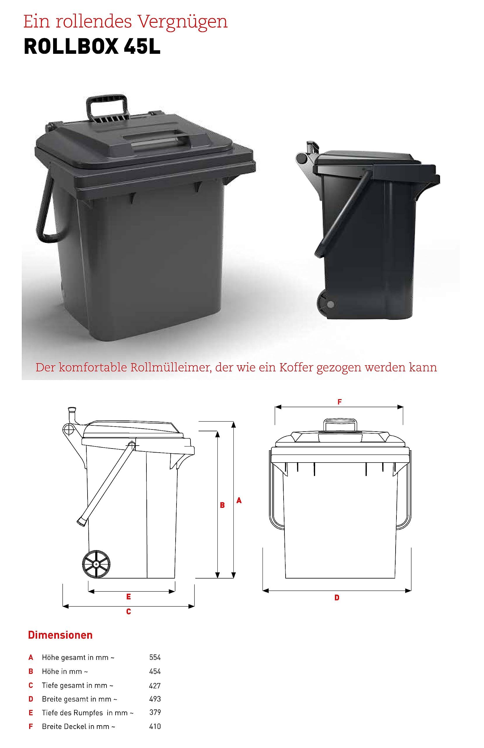 Sulo Rollbox 45L Braun RAL8025, 2010621, Extra breit