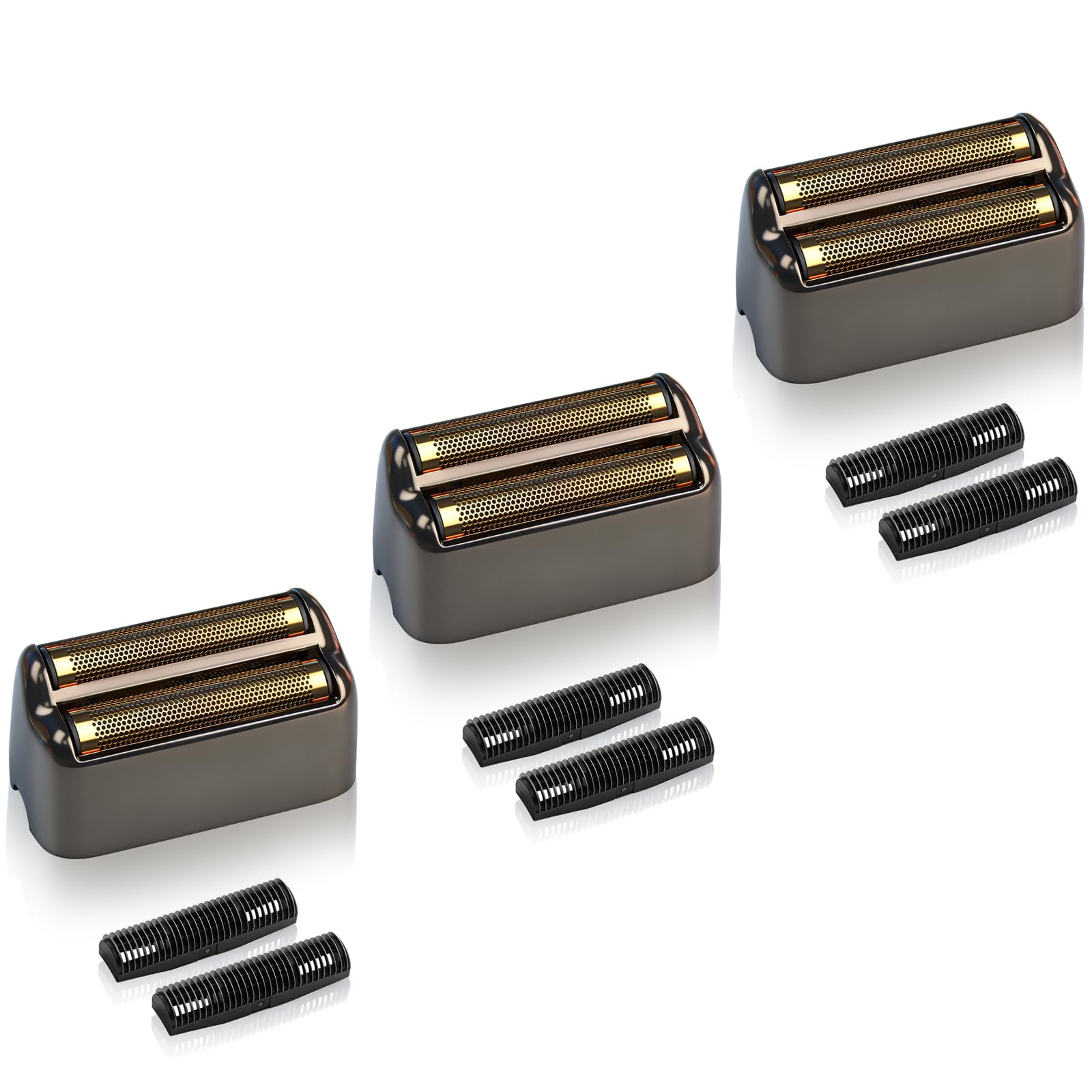 3 Pack Shaver Replacement Foil and Cutters Compatible with BaBylissPRO Double FXFS2 Metal Shaver foil Replacement (Black 3 Pack)