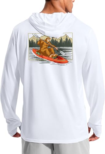 Pudolla Mens UPF 50+ Sun Hoodie Long Sleeve Fishing Running Hiking Shirts