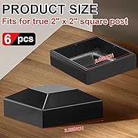 Vista 2 de Dunzy Tapas de aluminio para postes de valla de 2 x 2 pulgadas, color negro, cubierta de poste de ajuste a presión para buzón, metal, madera