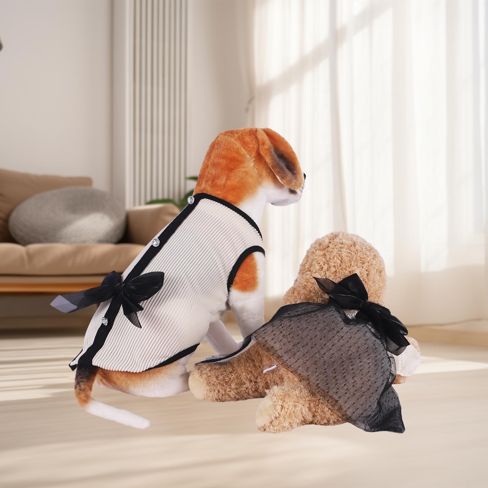 Vestito a tutù con fiocco per cani e gatti, gonna in pizzo vintage, top tank per taglia piccola e media