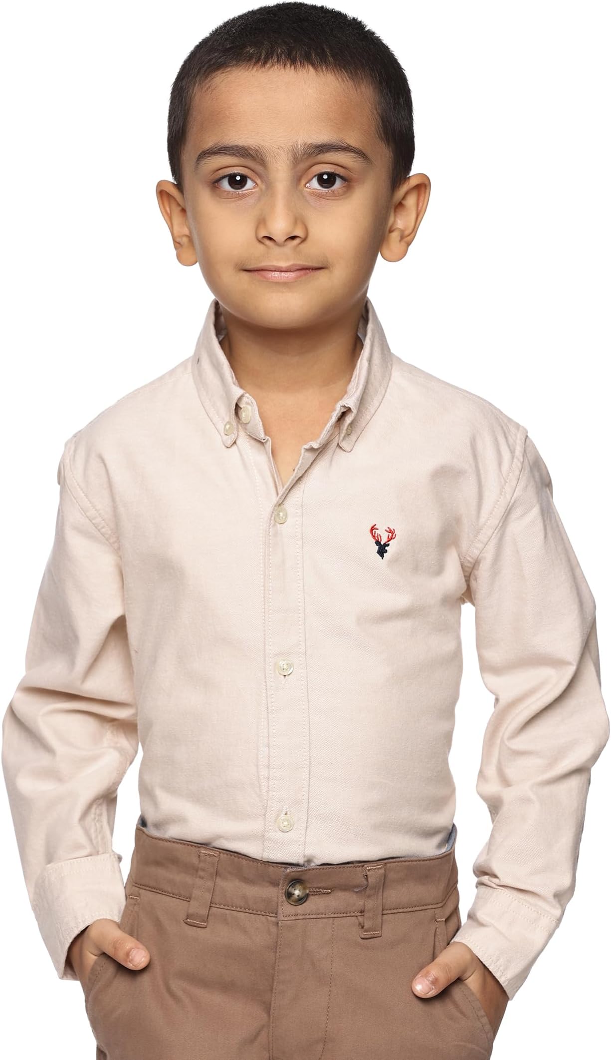 U.S. ELK Boys' Long Sleeve Oxford Dress Shirt | Kids Classic Formal Button Down Shirt | Collared Neck Cotton Shirt