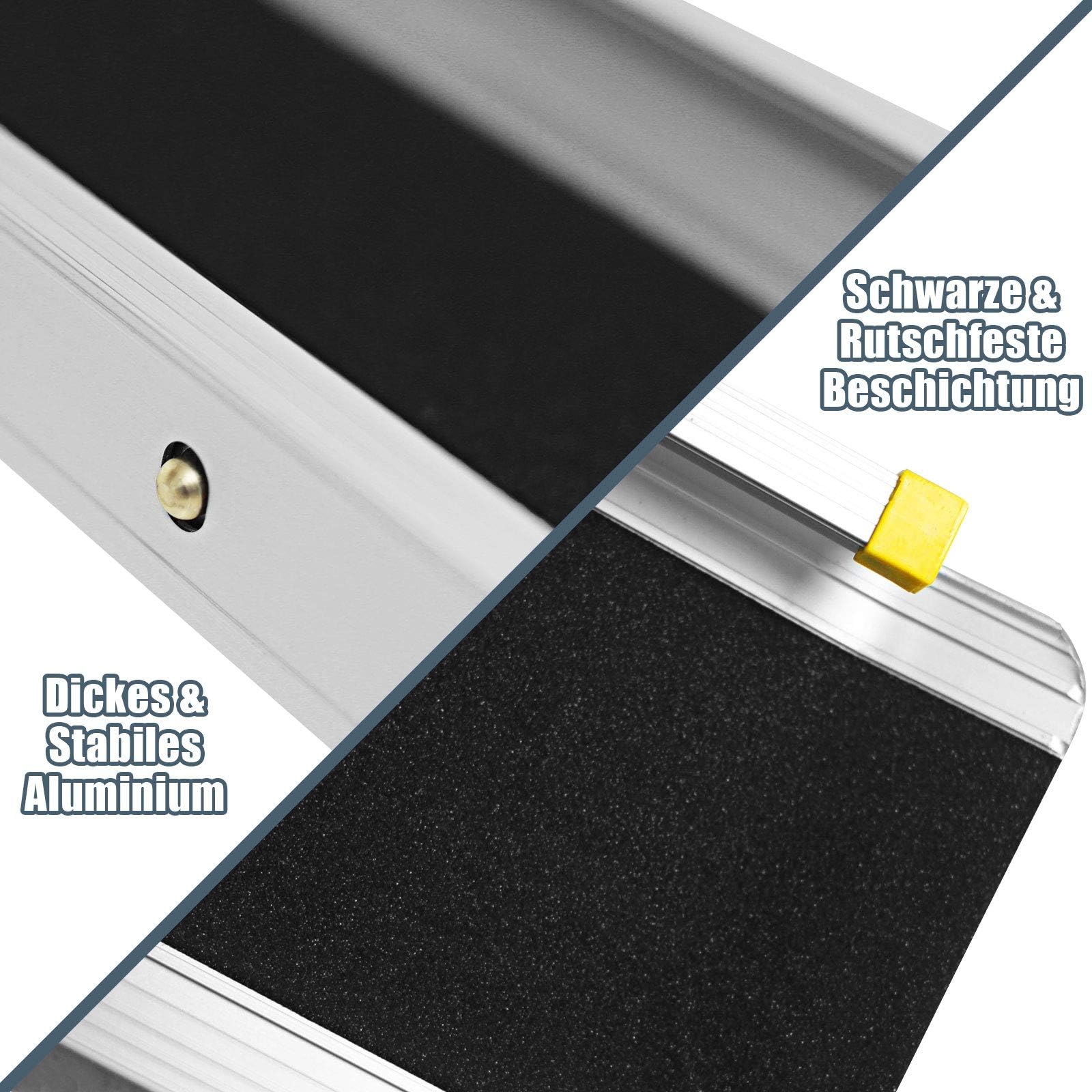 GYMAX 2 Rampas de Acceso de Aluminio, Antideslizante, Rampa Telescópica, Rampa de Carga para Silla de Ruedas, Soporta hasta 270 kg (3-5 ft)