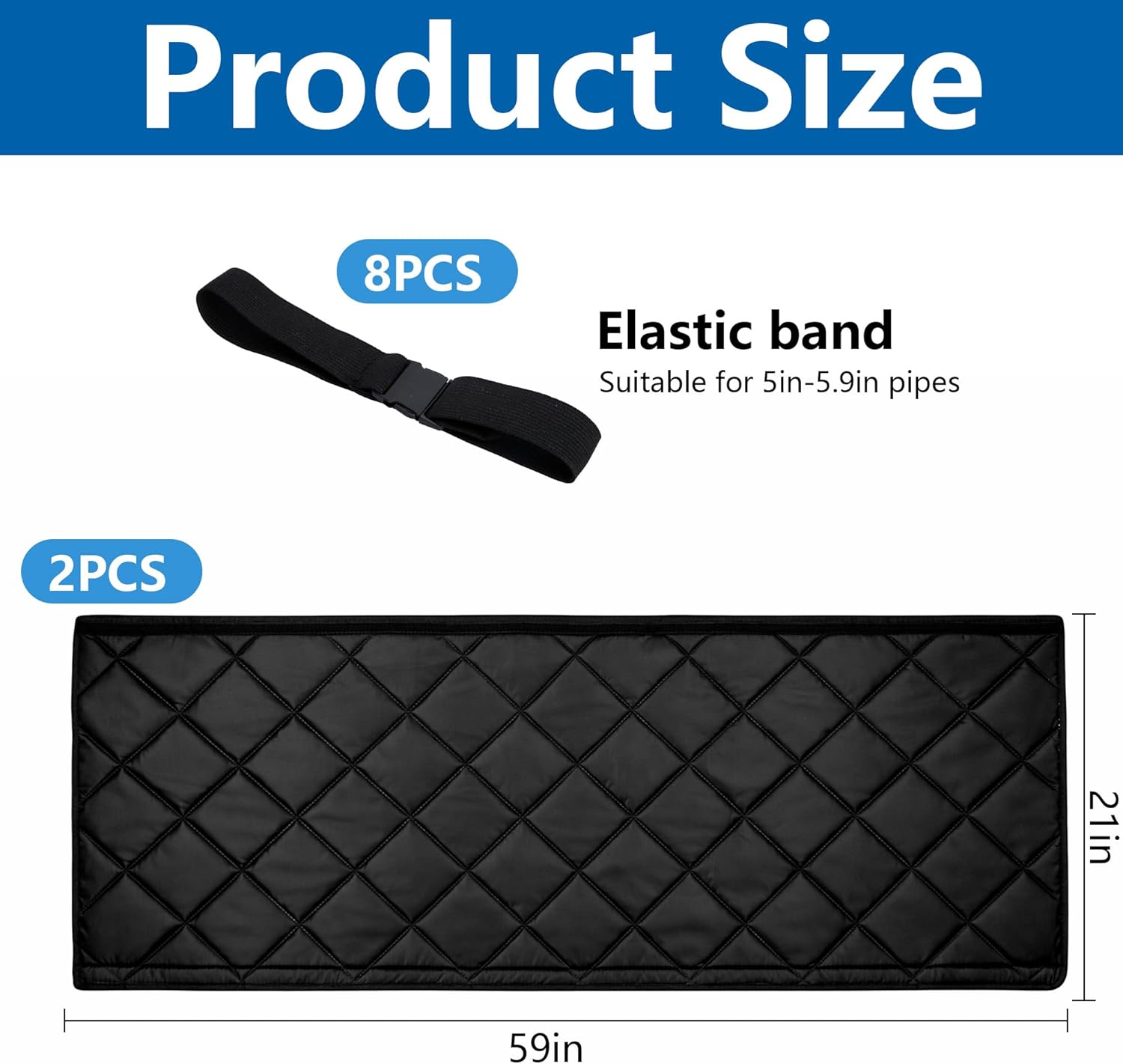 Tlswshsy 2 Set Quilting Air Conditioner Hose Cover, AC Insulated Hose Cover Wrap with 8 Adjustable Buckle Straps, Portable Air Conditioner Hoses Sleeve for 5''-5.9" Diameter Exhaust Duct Vent (Black)