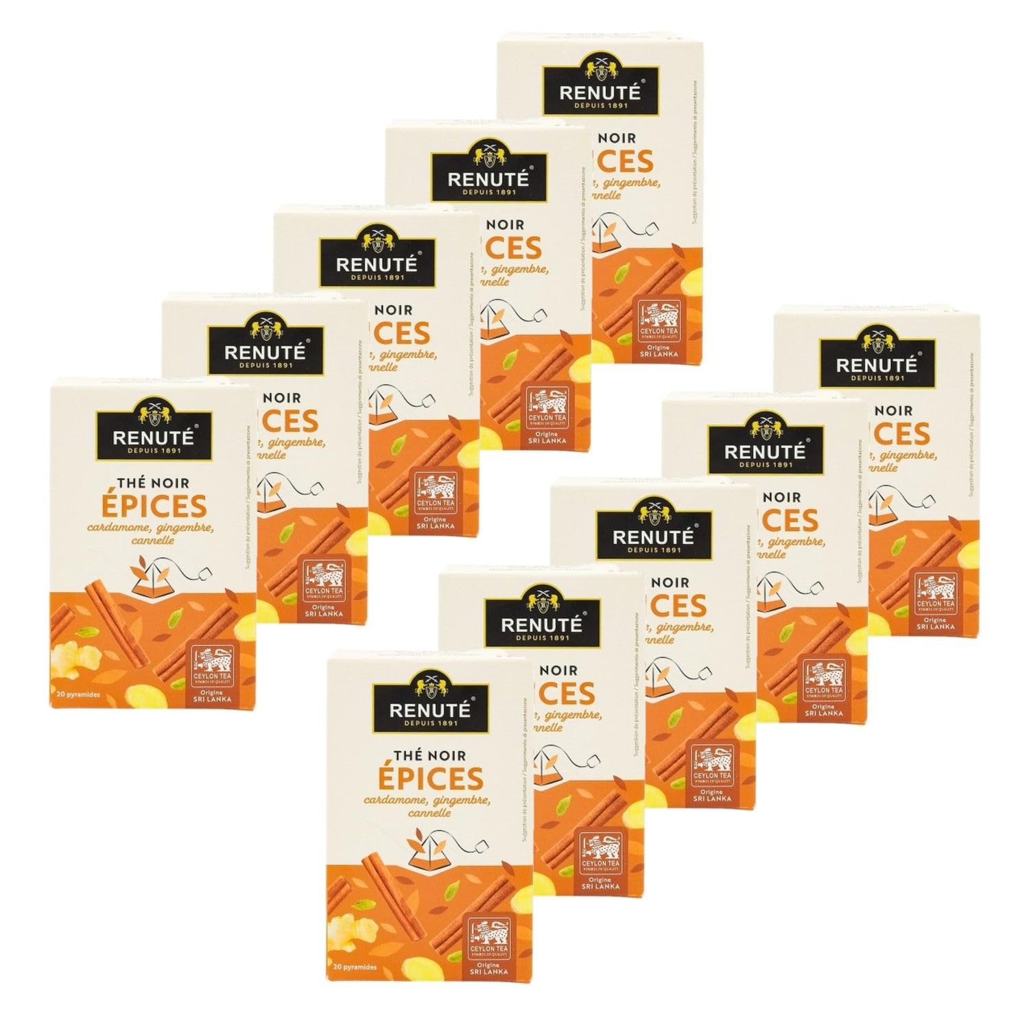 Lot 10x Thé noir aux épices et agrumes - 20 sachets - Boîte 32g