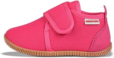 Giesswein Kinder Hausschuhe Strass Slim-Fit - Luftige Slipper aus Baumwolle | Weiche Pantoffeln mit Klettverschluss & schmalem Schnitt – taillierte Sohle rutschfest, luftige Slipper für Kindergarten