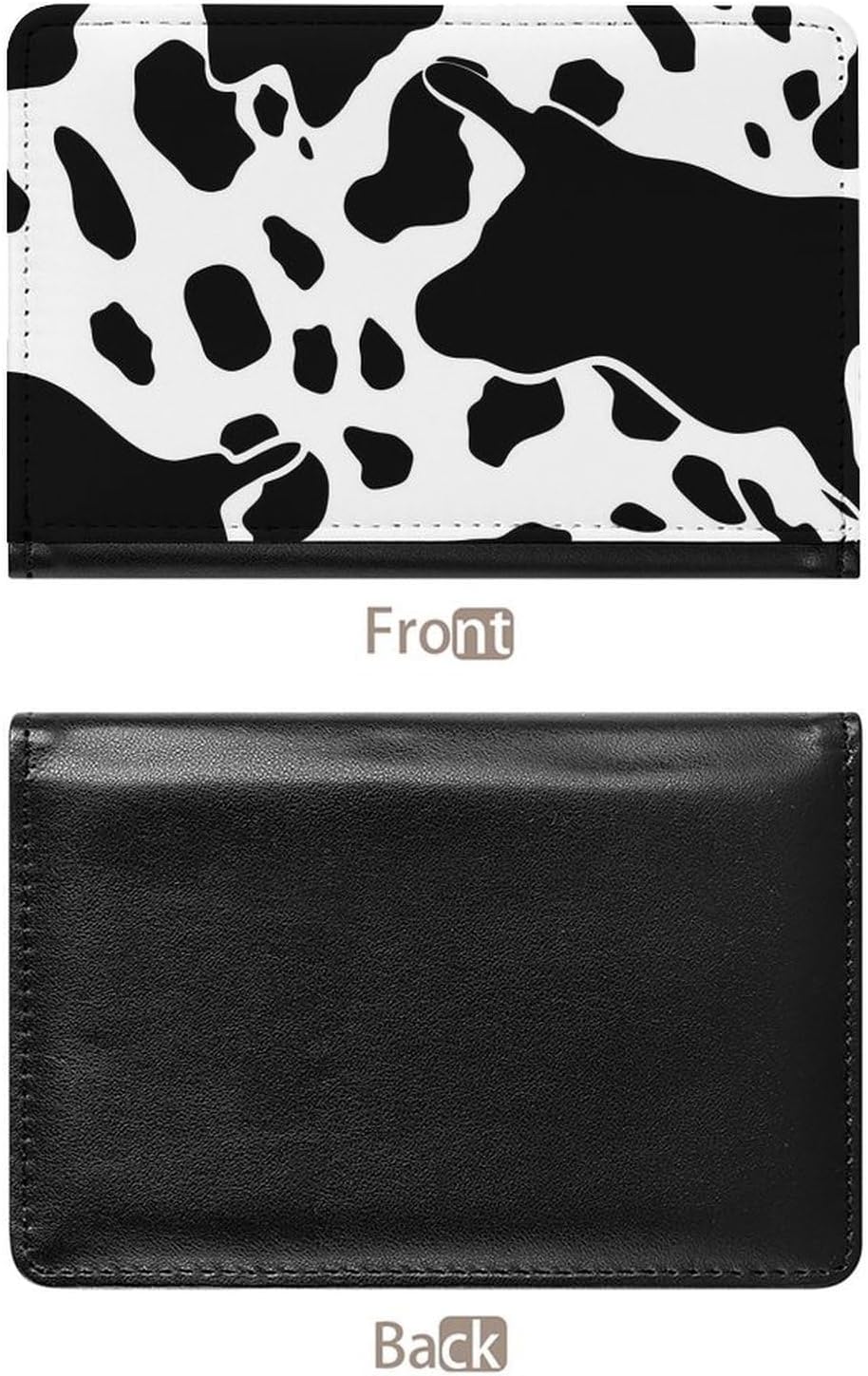 Cute Passport Holder for Travel,Personalized Multi-Functional Passport Cover with Card Slots,Slim Black And White Cow Print Printed Passport Wallet for Women Men