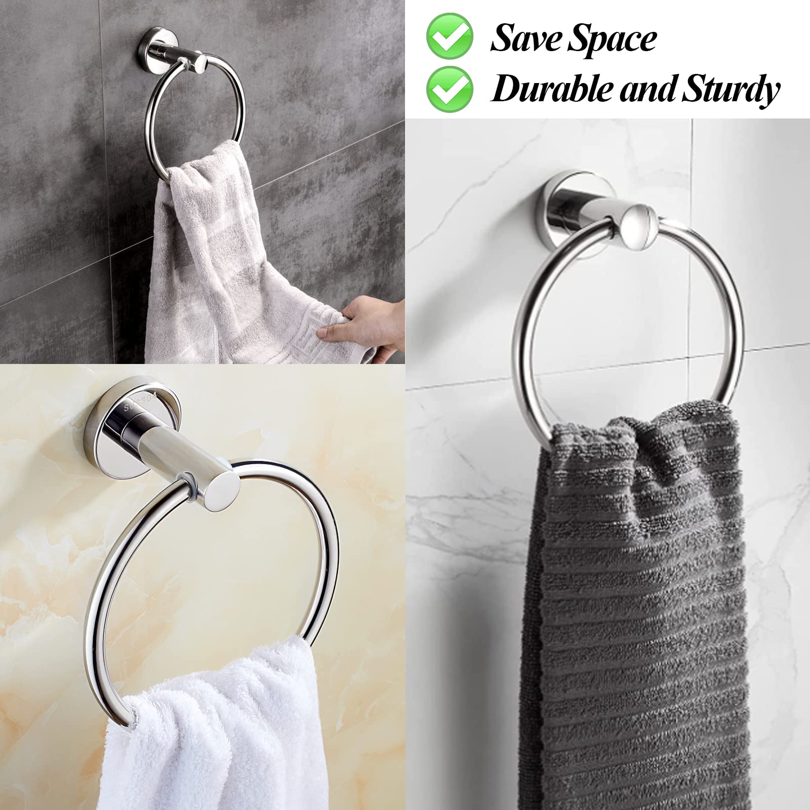 Porta Asciugamani Ad Anello In Acciaio Inox | Argento | Per Bagno E Cucina - Foto 9