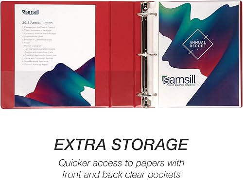 Vista 199 de Samsill (MP128587) - Carpeta de 3 anillos redondos de 3 pulgadas, fabricada en los EE. UU., con cubierta transparente personalizable para insertos