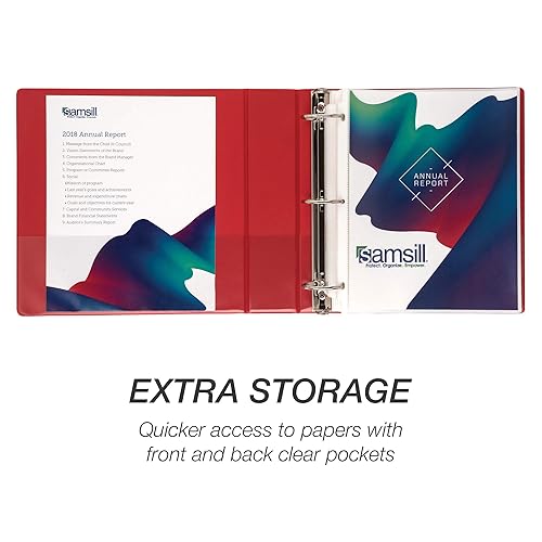 Vista 211 de Samsill (MP128567) - Carpeta de 3 anillos redondos de 2 pulgadas, fabricada en los EE. UU., con cubierta transparente personalizable para insertos