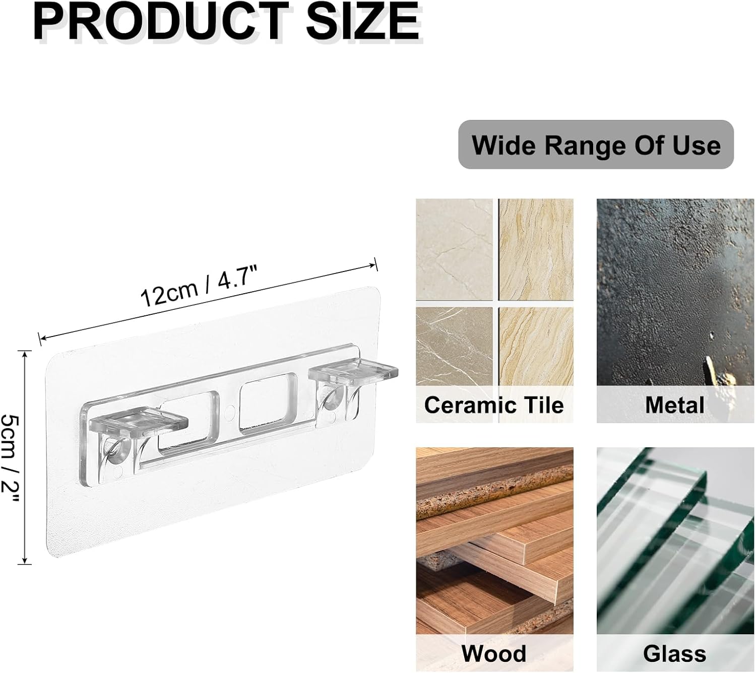 sourcing map 24 Pcs Plastic Shelf Support Peg, Double Row Self Adhesive Bracket with Screw Holes, Punch Free Self Adhesive Bracket, Clear Partition Pin for Furniture Kitchen Cabinet
