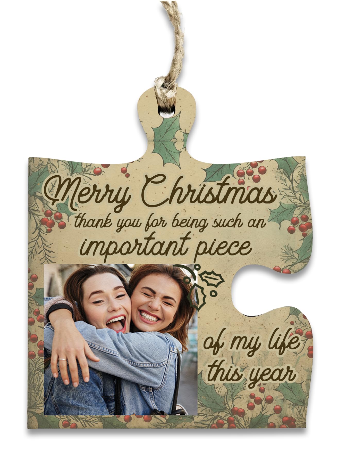 The Plum Penguin Multicolor Christmas Hanging Jigsaw Puzzle Piece Gift Tag Thank You Important Piece Photo Bauble Sign Ornament