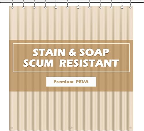 Miniatura 12 de EHZNZIE Forro de cortina de ducha de PEVA ligero, forro de ducha de 72 x 84 pulgadas, impermeable, sin olor químico con 12 ojales de metal a prueba