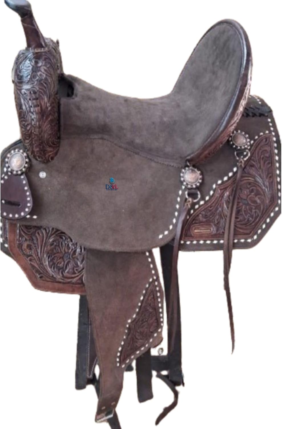 D&L Saddlery Handmade Premium Leather Comfort Western Barrel Racing Saddles for Horses Trail Equestrian Tooled Carved Horse Saddle Size: 10"-18" inches Seat Available HB92