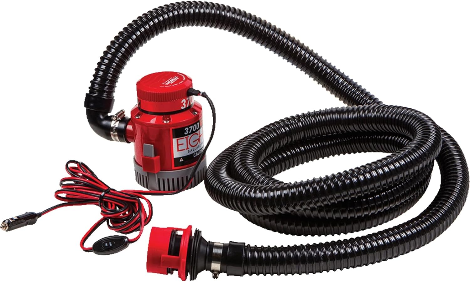 RONIX Eight.3 Telescope High Power Pump - Durable Portable Fast Fill & Drain 12V DC Marine Ballast Pump with 12 ft x 1.5" Hose & 15 ft Power Cord for Eight.3 Telescope Wake Systems