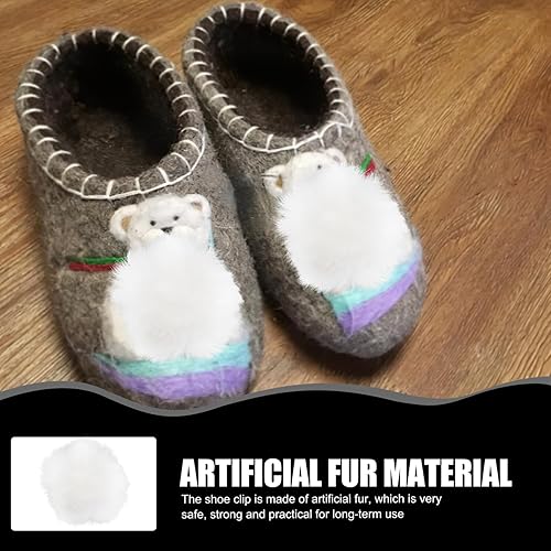 Miniatura 5 de SEWACC 2 hebillas de zapatos con pompones, clips de zapatos desmontables, botones de felpa extraíbles, zuecos decorativos, accesorios para bricolaje