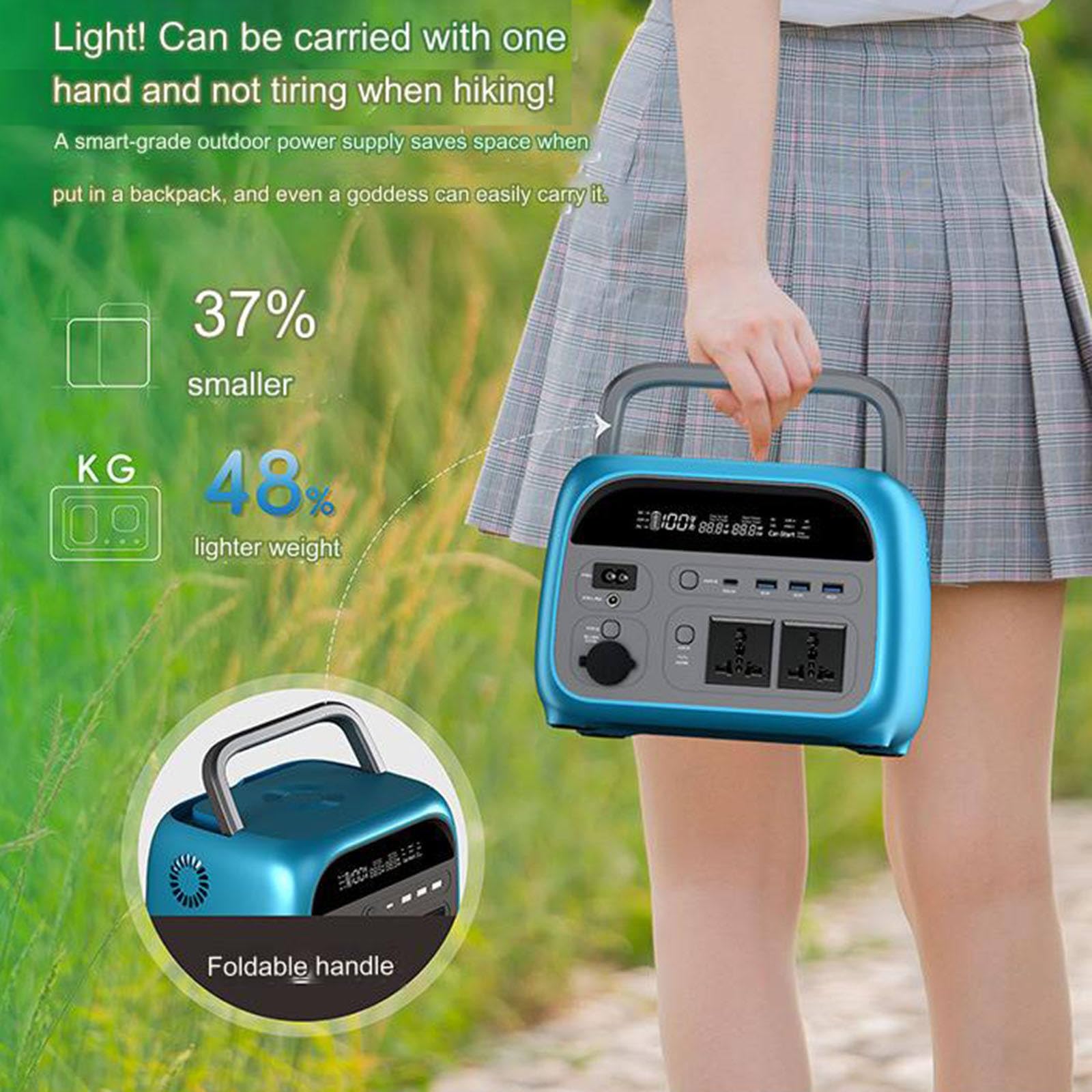 Przenośna stacja zasilania, akumulator 300 Wh z 2 gniazdami AC i funkcją ładowania bezprzewodowego, generator słoneczny, do użytku na zewnątrz, kemping, kamper, dom,500Wh