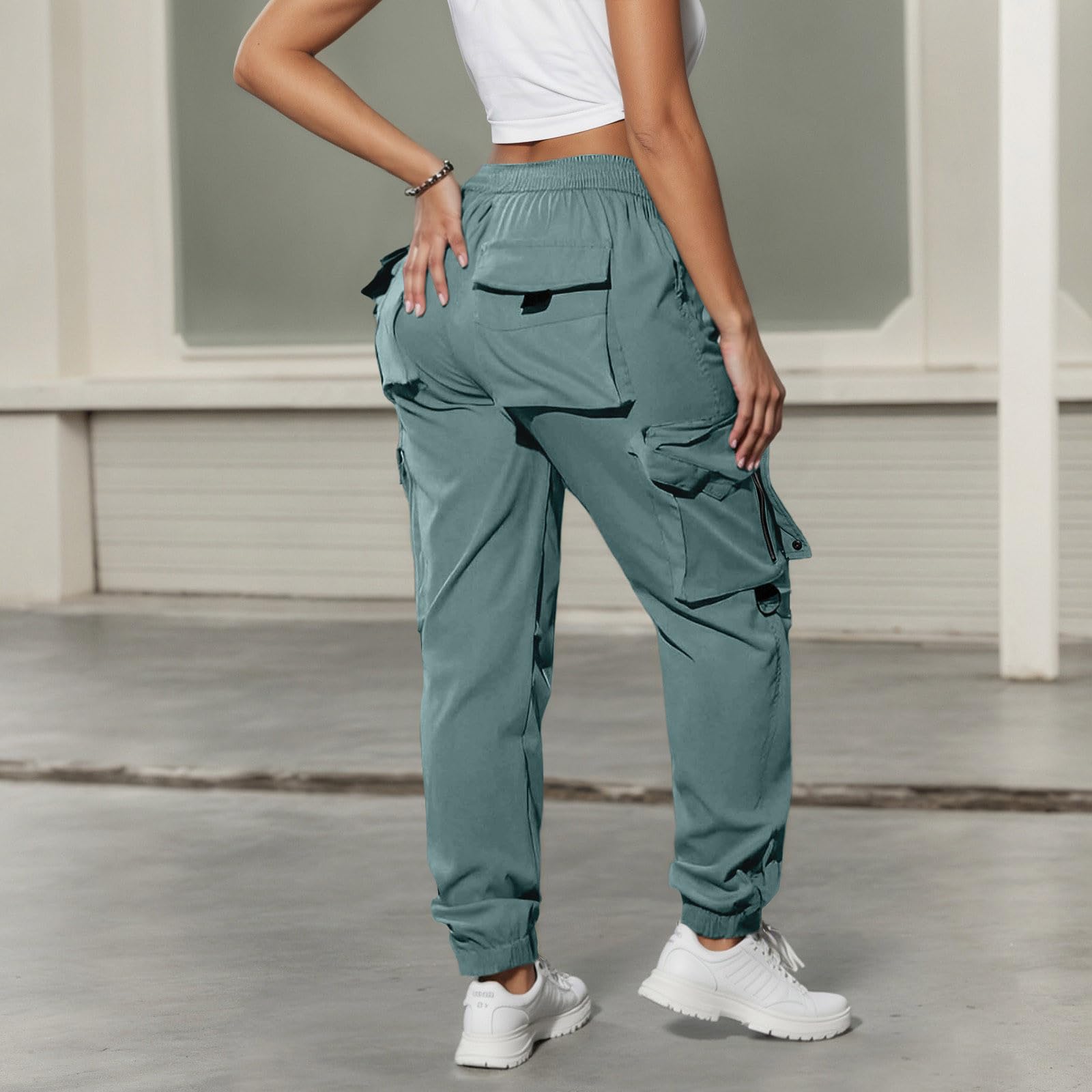 Damen Freizeithose Loose Fit Cargo Jogger Workout Sweatpants mit elastischem Bündchen Bequeme Streetwear für den Alltag
