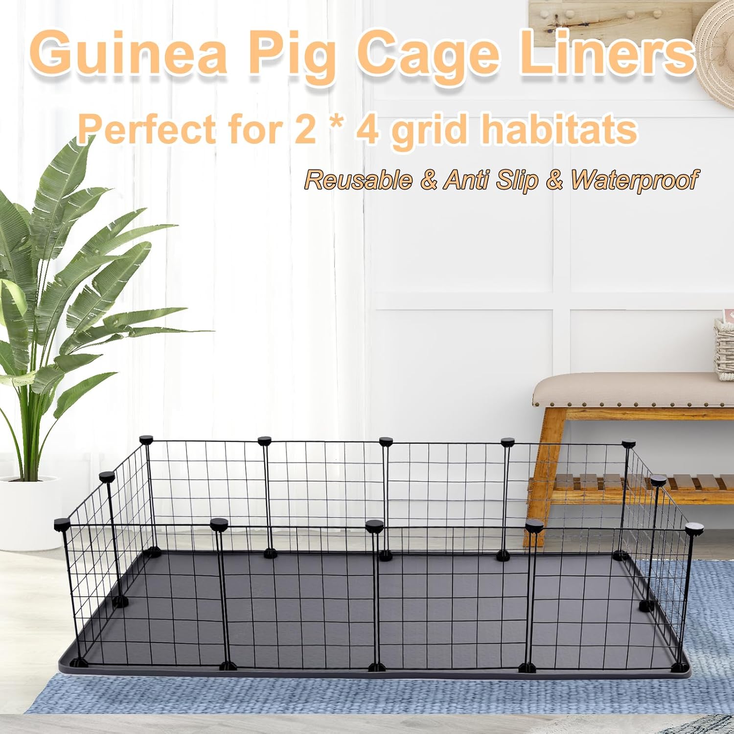 Guinea Pig Cage Liners, Rabbit Cage Liner, Waterproof Pet Silicone Pad, Reusable & Anti Slip & Waterproof,Guinea Pig Pee Pad for Rabbit,Bunny,Chinchilla,Large Size 54'L x 27.5'W
