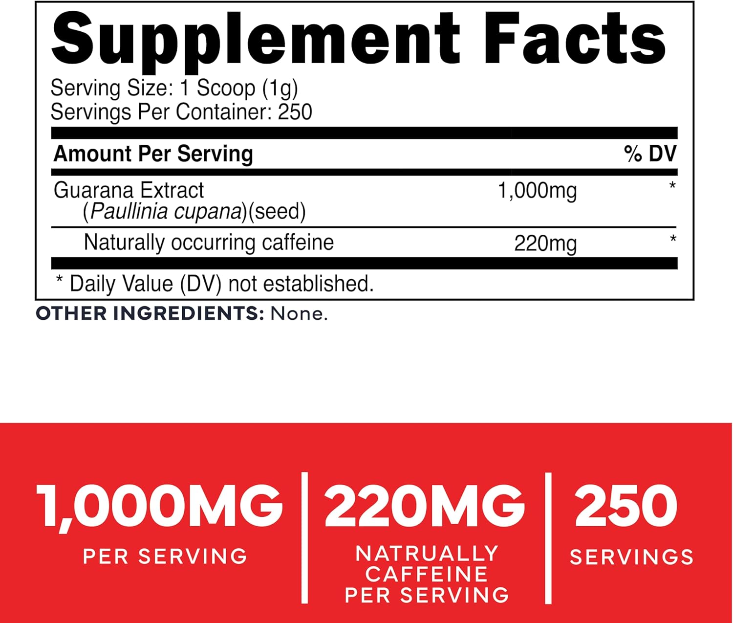 Type Zero Clean Guarana Powder Drink Mix (250 Servings, Unflavored) - 220 MG Caffeine Per Serving, Natural Caffeine, Non GMO, Gluten Free - Image 2