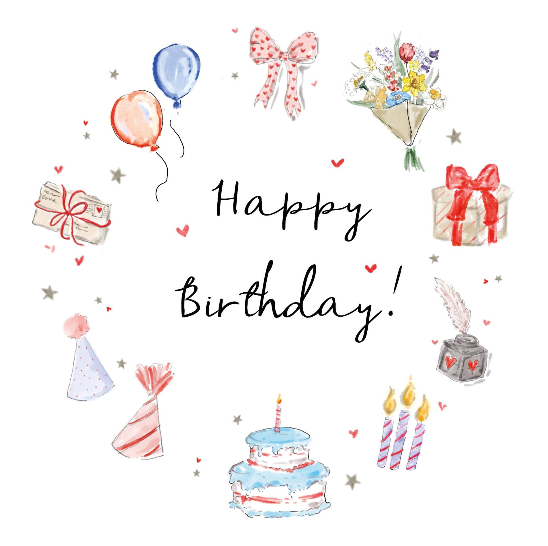 Lucy Claire Illustrations Birthday Card, Happy Birthday To Her, Sister, Friend, Girlfriend, Cute Illustrated Greeting Card