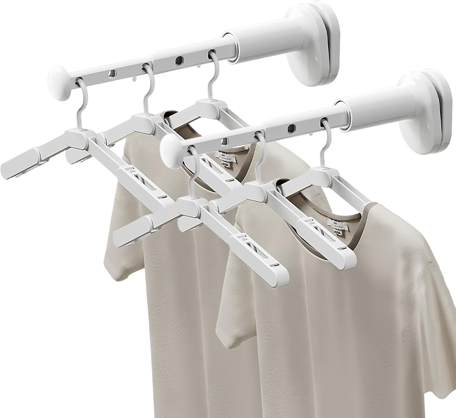 2 Pack Portable Mini Travel Drying Rack Clothing – Adjustable Space Saving Clothes Drying Rack with 6 Hangers, Foldable Laundry Drying Rack for Hotel, Balcony, Camping,Suitcase,Door