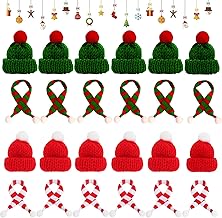 Pack of 40 Mini Christmas Hats and Scarf Set, Small Christmas Hats, Liqueur Bottles Christmas, Mini Hats for Crafts, Table Decoration, Snowman, Decoration, Gift, Decoration, Party