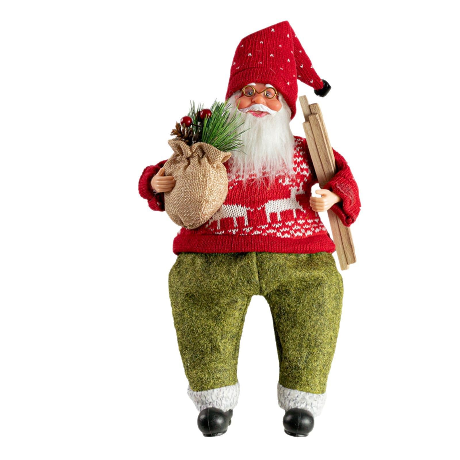 Tsophreniq 12" Sitting Santa Holiday Decoration Indoor Outdoor Use Shatterproof Materials & Washable Design Sitting Santa Holiday Decoration