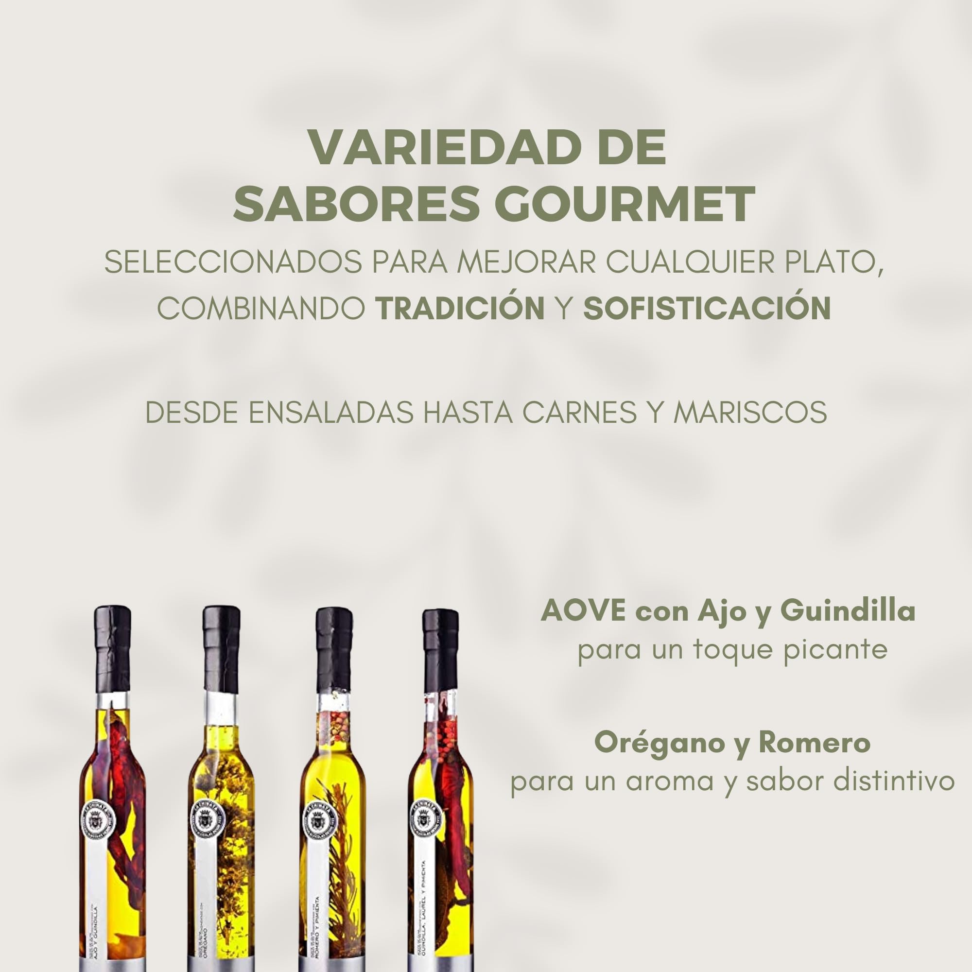 La Chinata Aceite de Oliva Virgen Extra - Estuche Gourmet con 4 Sabores: Ajo, Guindilla, Orégano, Romero y Pimienta | Pack Gourmet Perfecto para Regalar | 250 ml Cada Uno