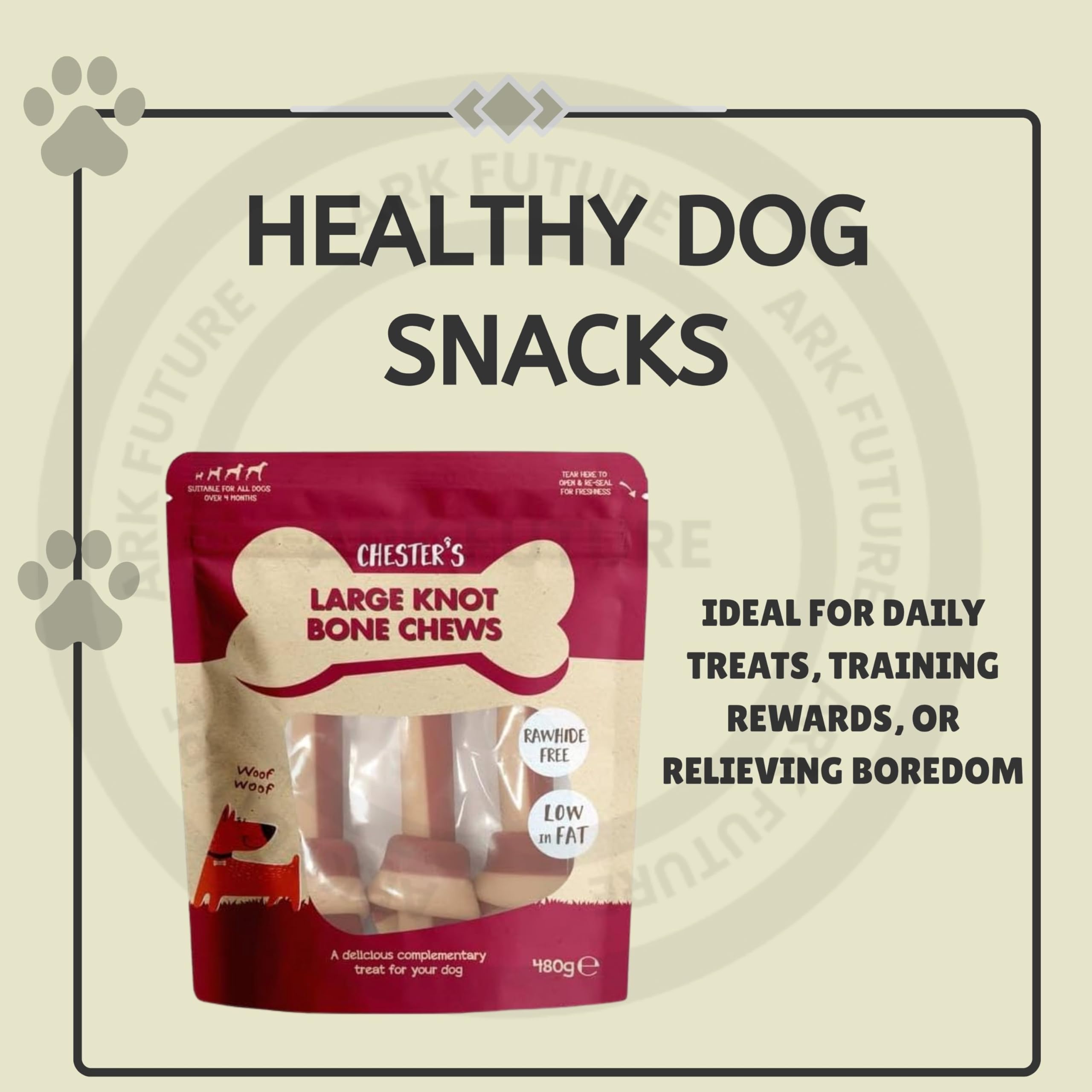 Ark future Chester's Large Knot Bone Chews for Dogs 480g, 480 g (Pack of 1) - Image 4