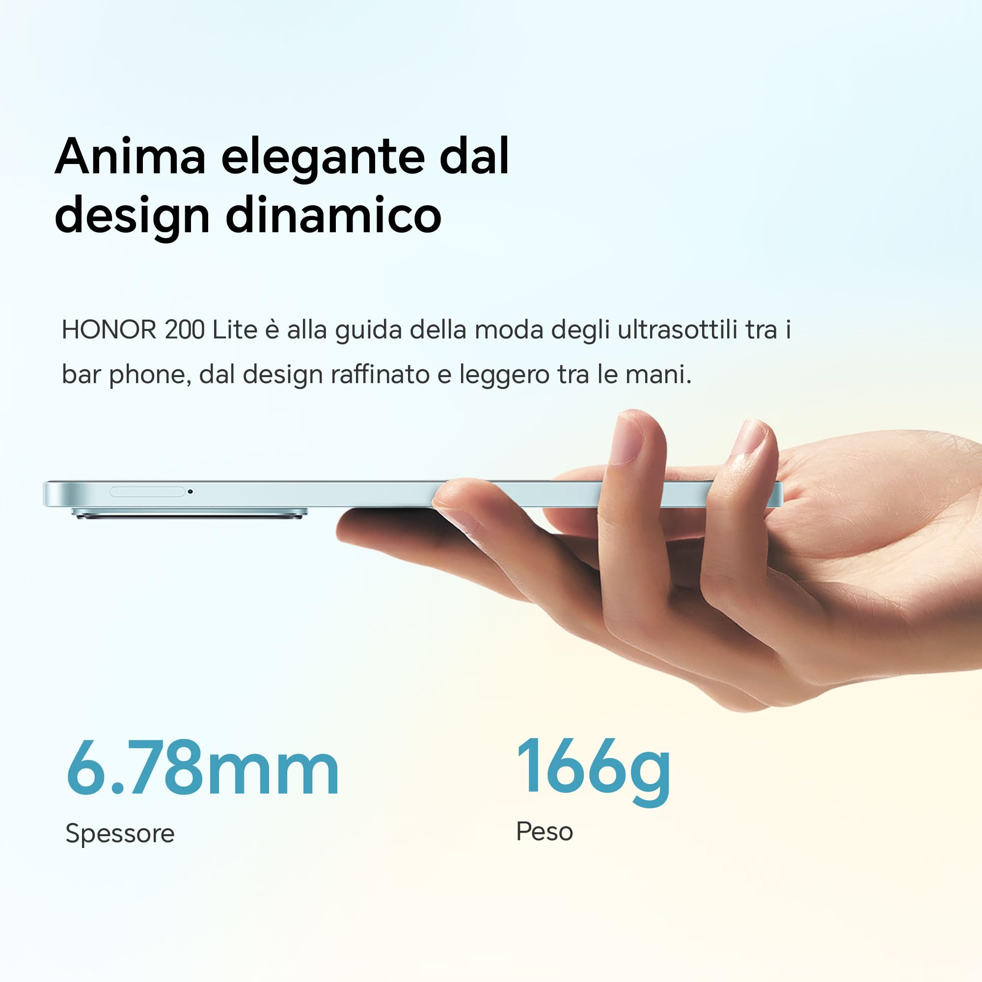 HONOR 200 Lite Smartphone 5G Dual SIM NFC, 8GB RAM 256GB Memoria, 6.7 pollici AMOLED Eye-Care Display telefono Android 14, 108MP+50MP, Capsula Magica, 4500 mAh, Starry Blue [Versione italiana]