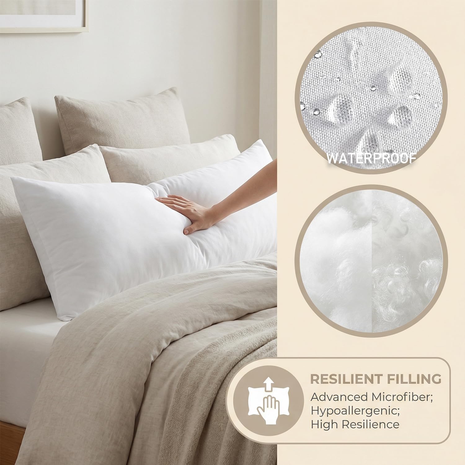 Kevin Textile Outdoor Pillow Insert 14 x 36 Inch 1 Pack Waterproof Long Lumbar Pillow Insert for Sham Large Body Pillow Stuffer Sham Cushion for Porch Swing Living Room Couch Bed Sofa Home Décor