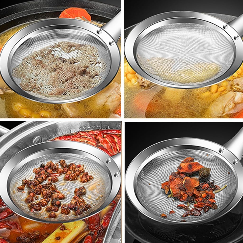 Professional Stainless Steel Fine Mesh Skimmers Spoons Kitchen Oil Foam Filter