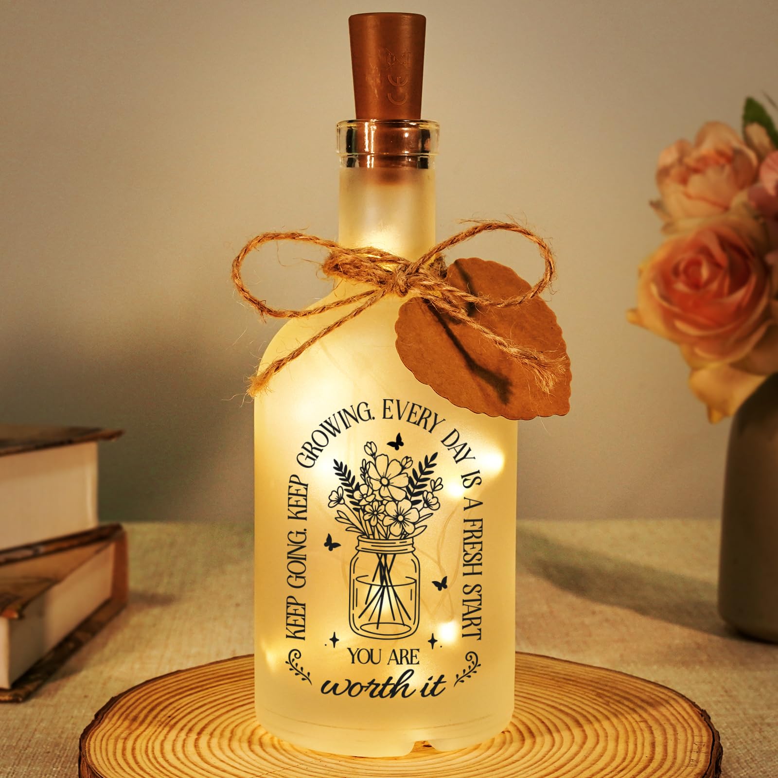 Inspirational Bottle Light for Women - Motivational Positive Affirmation Gifts for Friends Colleagues Sister, Cheer Up Mental Health Self Care Gifts for Teens, New Job Birthday Presents