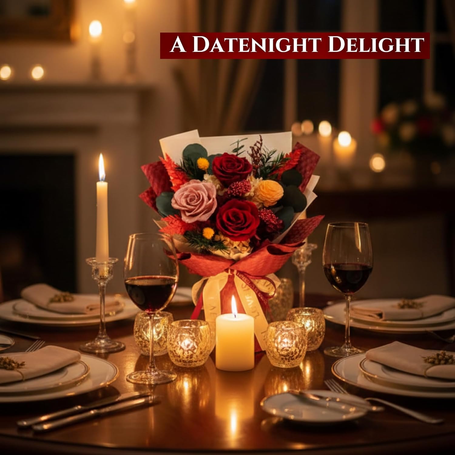 Vaanshie Red Preserved Flower Bouquet – Long Lasting Roses Gift for Her, Eternal Flowers for Valentine’s Day, Anniversary, Birthday & Romantic Home Décor - Image 3