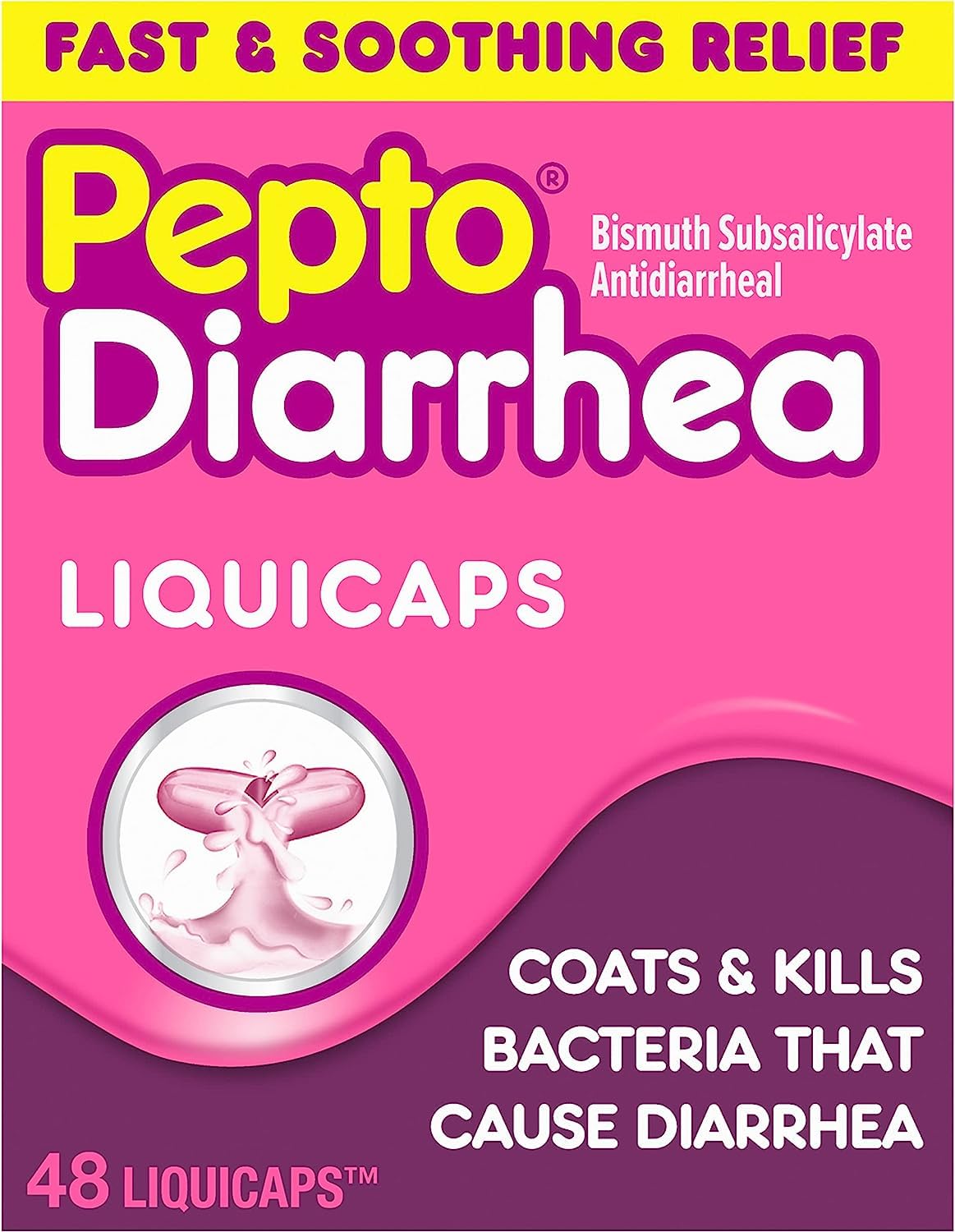 Buy Pepto Bismol Diarrhea LiquiCaps, Anti Diarrhea Medicine for Fast