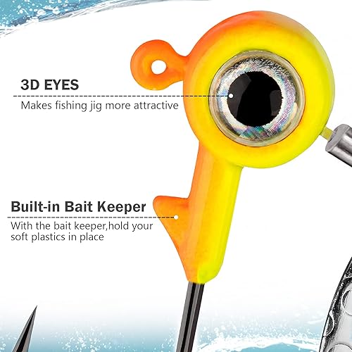 Miniatura 6 de THKFISH Jig Heads Crappie Jigs anzuelos de pesca, cabezas de plantilla para pesca de señuelos de cangrejo, plantillas de pesca para agua dulce, 20
