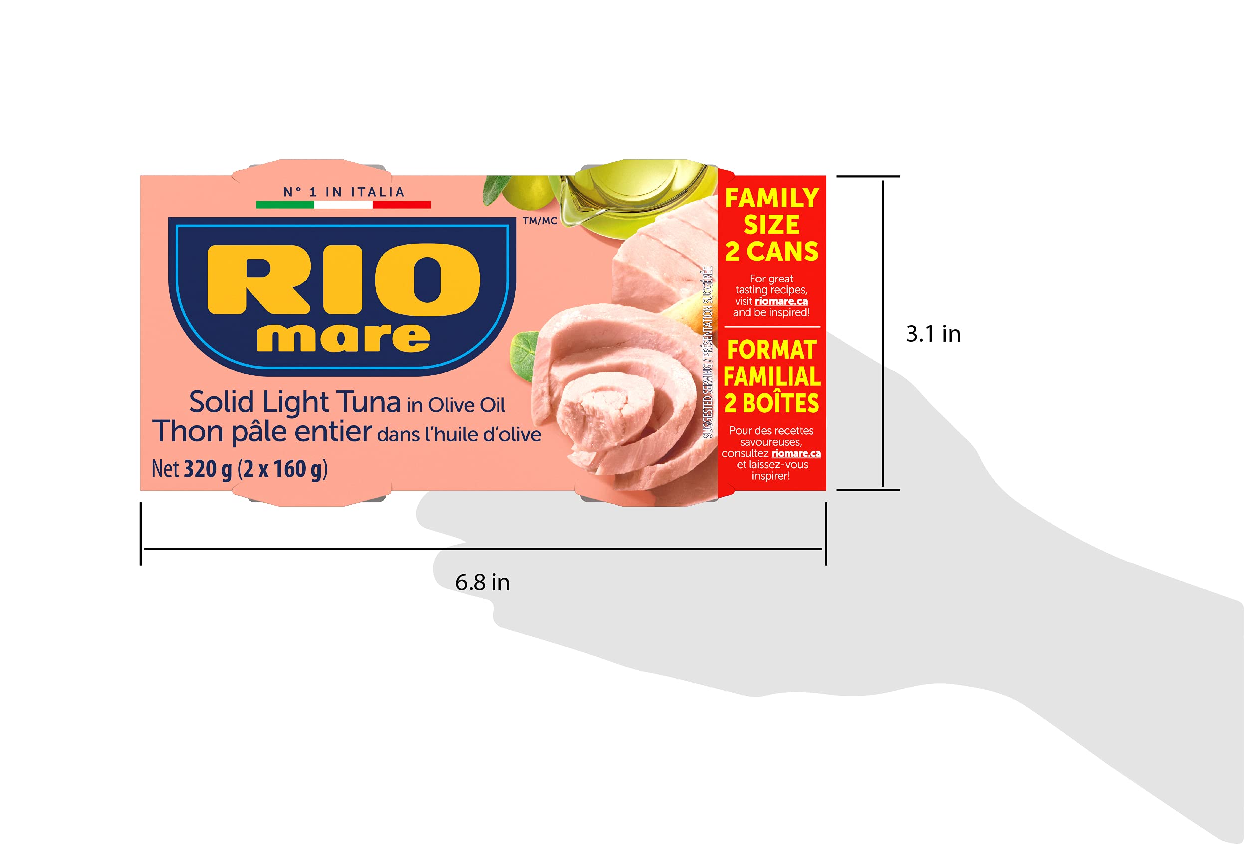 Rio Mare - Solid Light Tuna in Olive Oil - Value Size, Canned Tuna, High in Protein - 160g, 2 Count - 5
