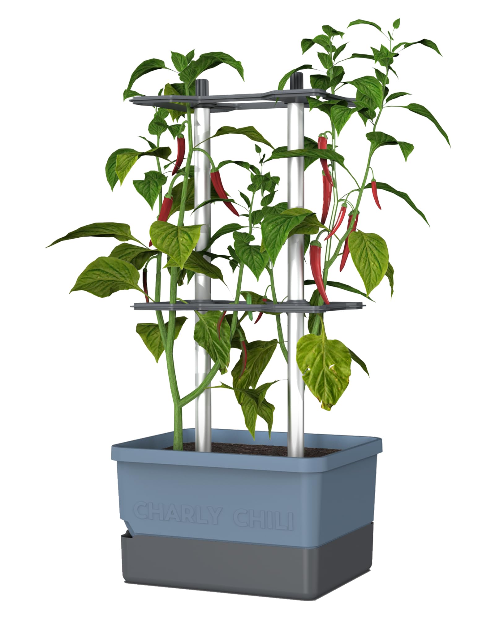 Gusta Garden Blue Charly Chili Chilli Pot - Planter With Climbing Aid, Self-Watering System & Robust Frame - 4.5L Water Reservoir & 10L Soil Capacity