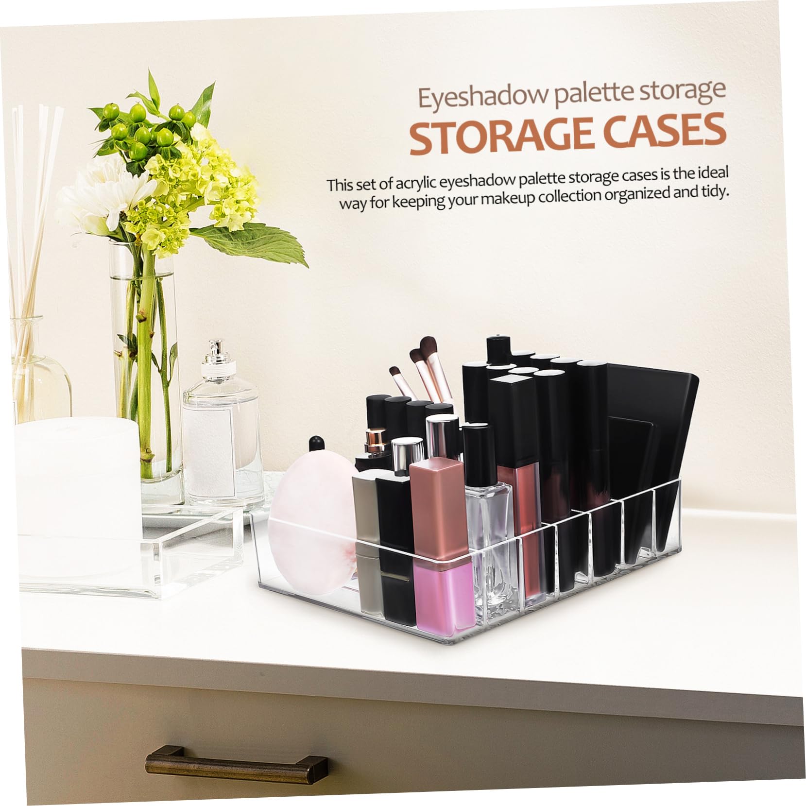 Anneome Lidschattenpaletten Organizer Moderner Make Up Organizer aus Acryl 2 Stück mit 7 Fächern mit Flachem Boden Vielseitig für Schubladen